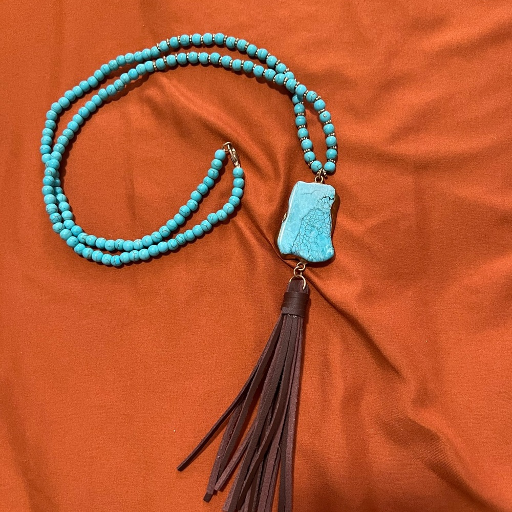 Turquoise tassel necklace
